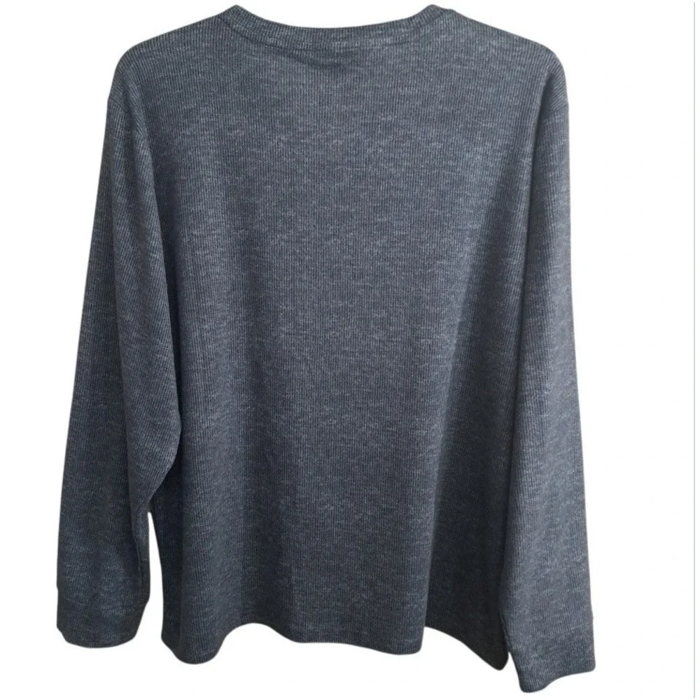 FRYE Men Premium Sleepwear Top Size XL Blue/Gray Waffle Thermal Charcoal Heather